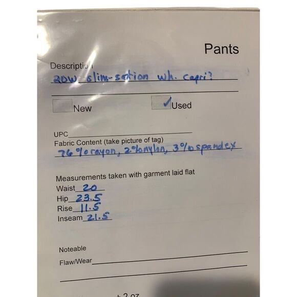 Size 20W Slim-Sation Womens Off White Pull On Pants Crop Capri Stretch Fabric - Picture 8 of 8